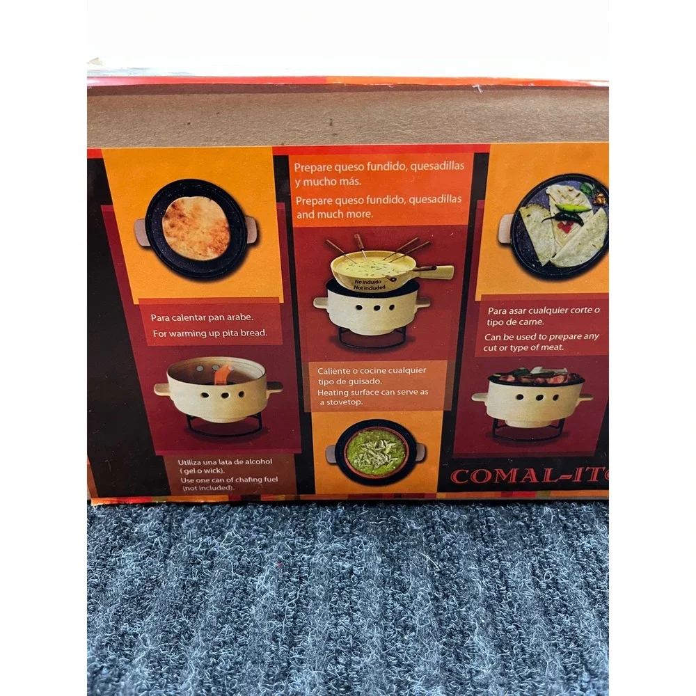 Comal-Ito Portable Tortilla Warmer Mini Tabletop Grill Ceramic Queso Fundido Set